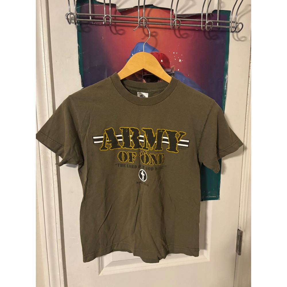 Delta Pro Weight Kids Army of the One Christian T-Shirt Green Size M Mark 12:29